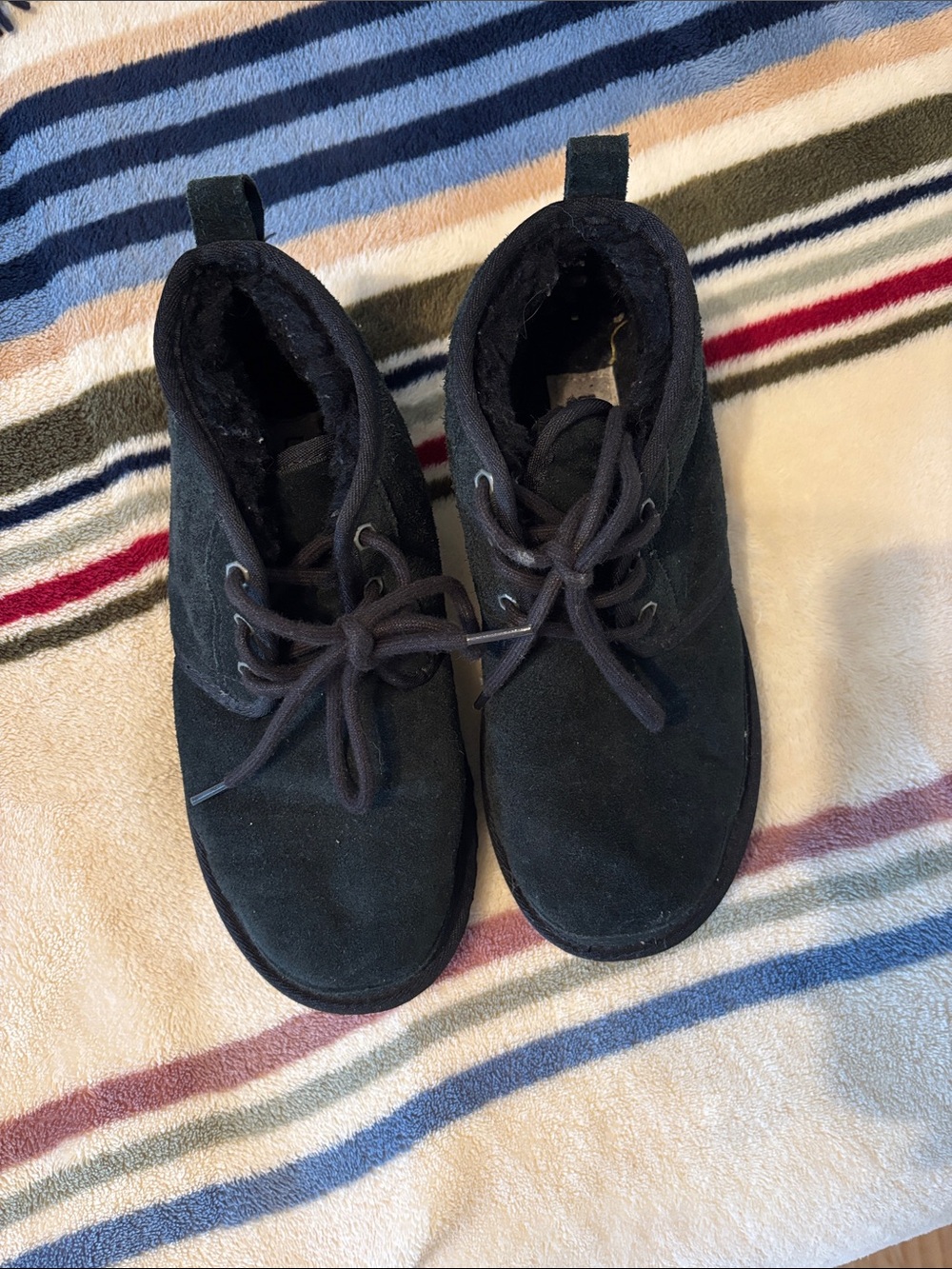 UGG Black Suede Lace-Up Ankle Booties
